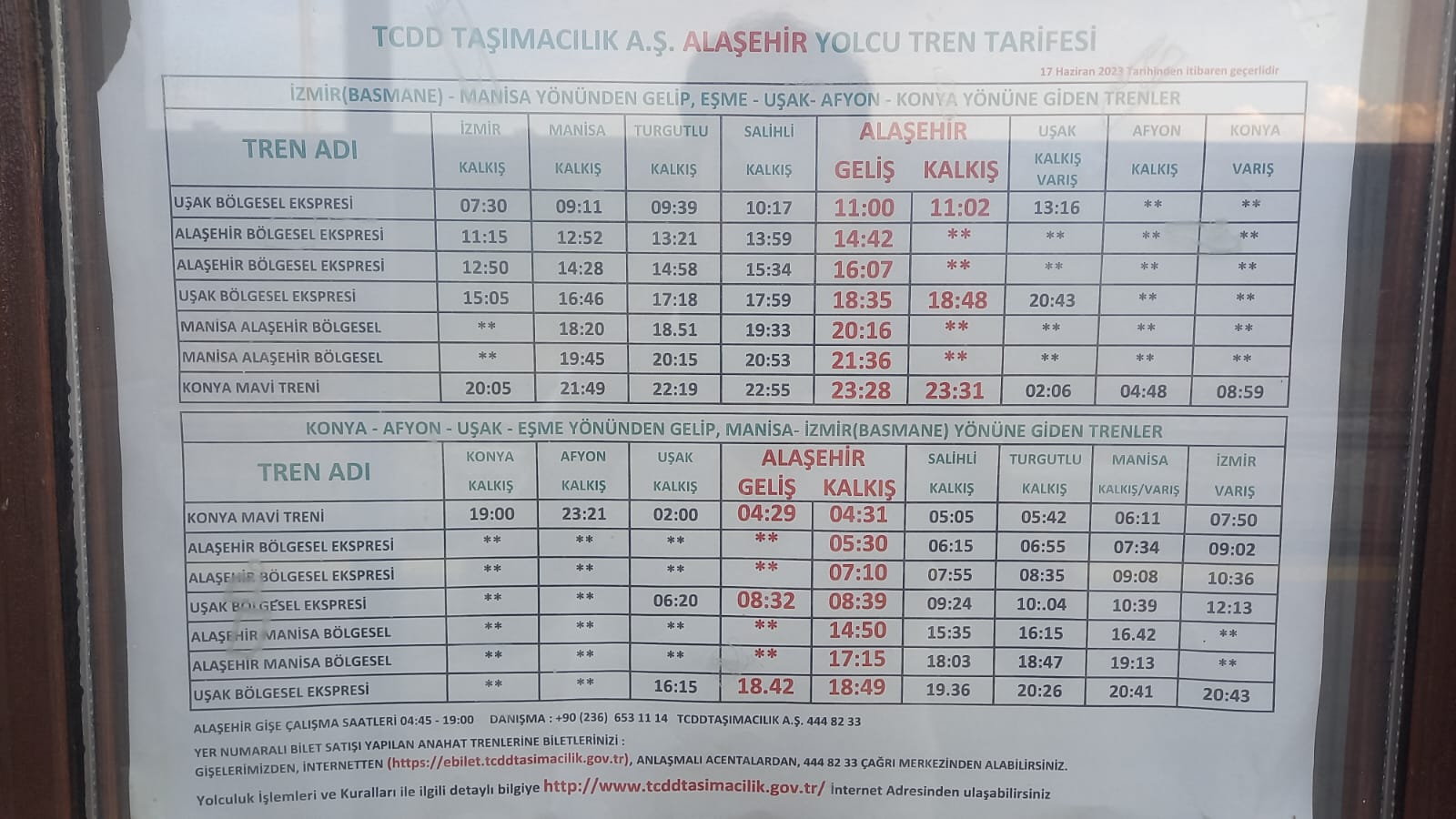 Alaşehir Tren Saatleri