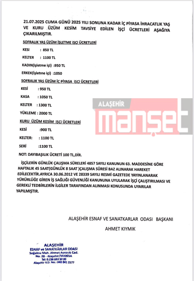 alaşehir üzüm işçi ücretleri