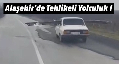 Otomobilde taşınan uzun demirler ile tehlikeli yolculuk
