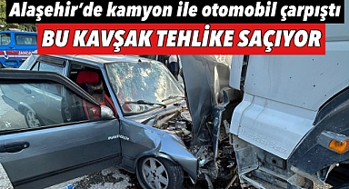 Alaşehir'de Otomobil ile Kamyon Çarpıştı: Tepeköy Kavşağı'nda Yine Kaza!