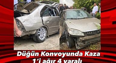 Düğün Konvoyunda Kaza: 1’i Ağır 4 Yaralı 