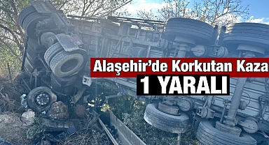 Alaşehir'de Süt tankeri üzüm bağlarına uçtu: Sürücü mucize eseri kurtuldu