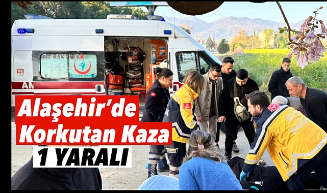 Alaşehir'de Kontrolden Çıkan Otomobil Bahçe Duvarına Çarptı