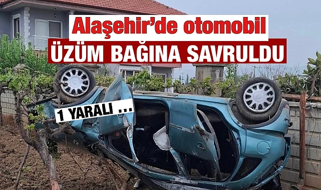 Alaşehir'de korkutan kaza: araç üzüm bağına savruldu