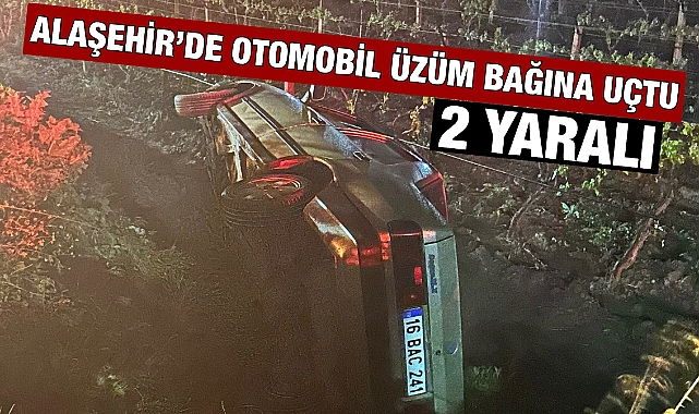 Allaşehir'de otomobil üzüm bağına uçtu: 2 yaralı